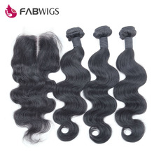 Peruvian Virgin Hair 4pcs Lot Middle Part Lace Closure With 3pcs Hair Bundles Unprocessed Human Virgin Hair Extension Body Wave