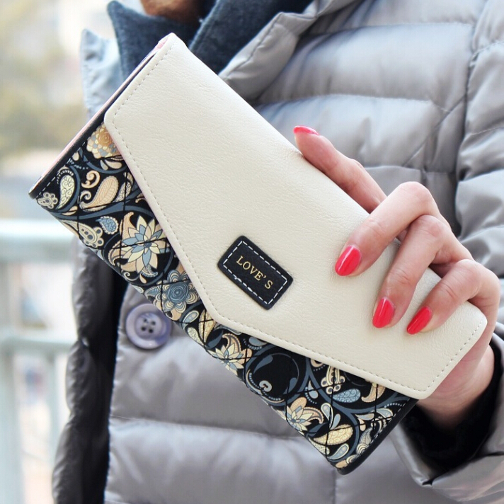 New Fashion Flower Women Wallet 5 Colors Floral Wallet Long Popular Portable Change Purse Delicate Casual