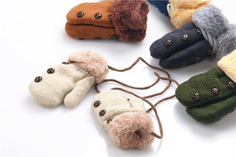 Children's Mittens Winter Wool Baby Boy Knitted Gloves Children Warm