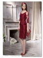 Burgundy Red 2016 New Charming Lace Applique Satin Half Sleeves Knee Length Mother Of The Bride
