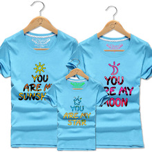 NEW Men Women Matching Outfits Family T-Shirt Kids Sun Moon Star Short Sleeve T Shirts Boys Father Son Tops Clothes Cotton Tees