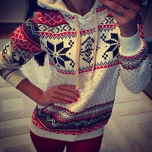 Winter Warm Women Hoodie Christmas Snowflake Jumper Sweatshirt Tops 8-16