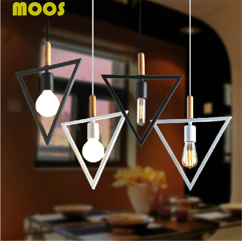 Triangle Shape  Pendant Lights For Home Loft Vintage Iron Pendant Lamps E27 Restaurant Bar Hanging Light Fixtures luminaire