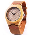 2016 America Europe popular women s Bamboo Wooden watch nature Bamboo quartz Watch Real Leather Strap