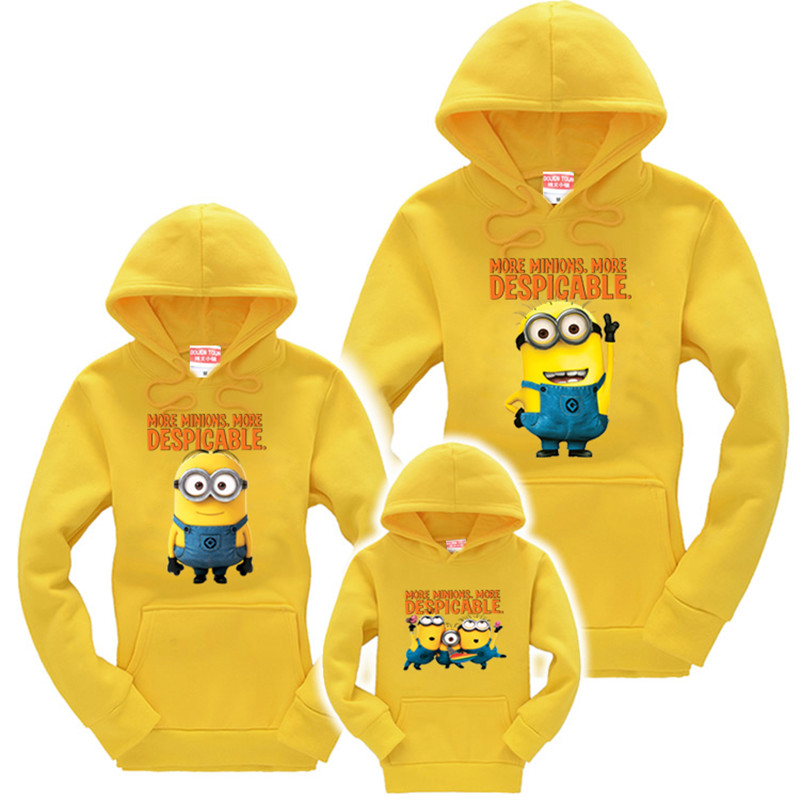 Family clothing mother kids clothes Family Look Cartoon sweatshirts hoodies autumn winter Family Matching Clothes Minions