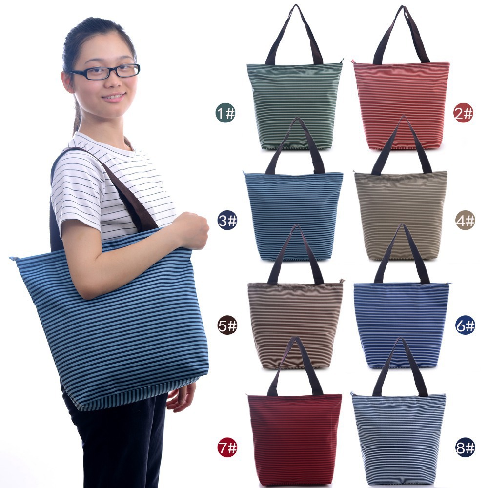 8 Style Striped Shoulder Storage Bag Travel Picnic Casual Handbag Haba Tate Shopper Bags Carpet Satchel Bags #LN