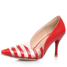 2015 novelty elegant pointed toe summer shoes thin med heels women pumps 6 colors party shoes woman big size 34-46