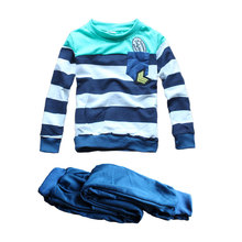 Striped long sleeved uniforms boys fall paragraph two piece suit children sports suits children s wear
