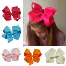 6 Inch Big Hair Bow Girls Solid Ribbon Hair Bows With Clip Boutique HairClip Hairpin Baby Hair Accessories CNHB-1407147