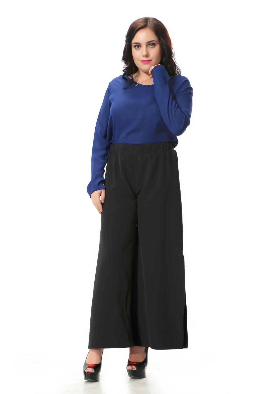 plus size black wide leg pants