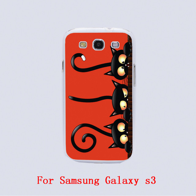 black cat halloween Design Black skin phone cover cases For Samsung Galaxy S3 9300 /S4 /S5 /S6 /S6 Edge
