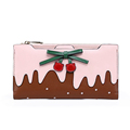 Chocolate Contrast Color Lovely Wallet 2016 New Fashion Long Purse Designer Bowknot Women Korean Style High