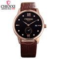 CHENXI Men s Business Quartz Watches Brand Leather Silver and Golden Case Analog wrist watch Male