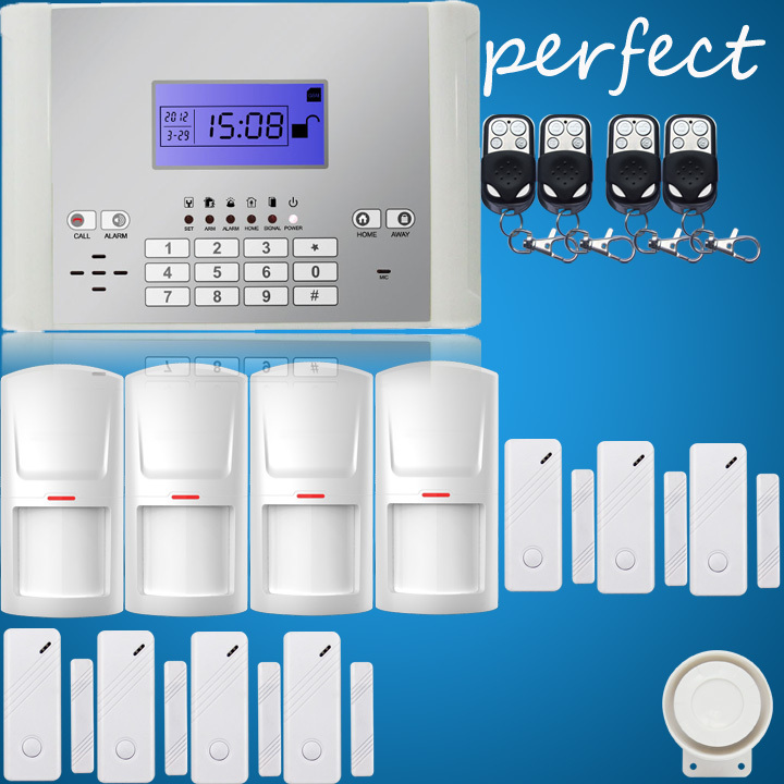 Free shipping 8 wired 99 wireless defense zones LCD GSM Alarm Systems home alarm system
