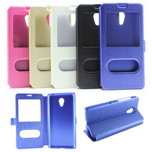 High quality PU double window silk grain Mobile phone holster Case For Meizu M2 Mini M2Mini