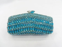 8245AQ Aqua blue Crystal lady fashion Wedding Bridal Party Night Metal Evening purse clutch bag handbag case