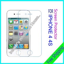 2pcs high clear glossy phone screen protector film For iphone 4 4s guard protective film + Cleaning cloth