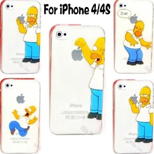 NI Cute Transparent Grind Arenaceous Cases For Apple iphone 4S 4 Case For iPhone4S 4 Homer