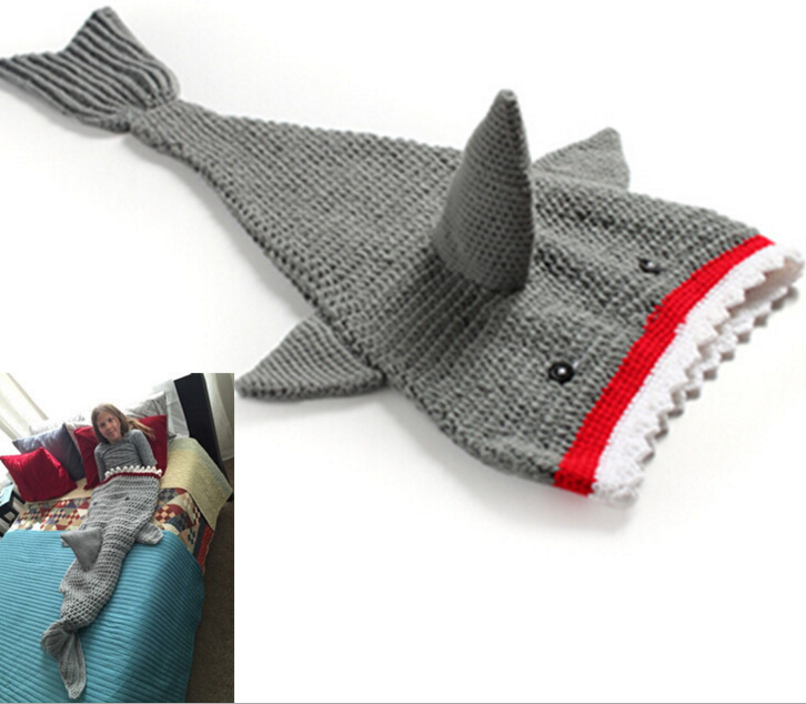 baby blanket newborn handmade knitted shark blanket ...