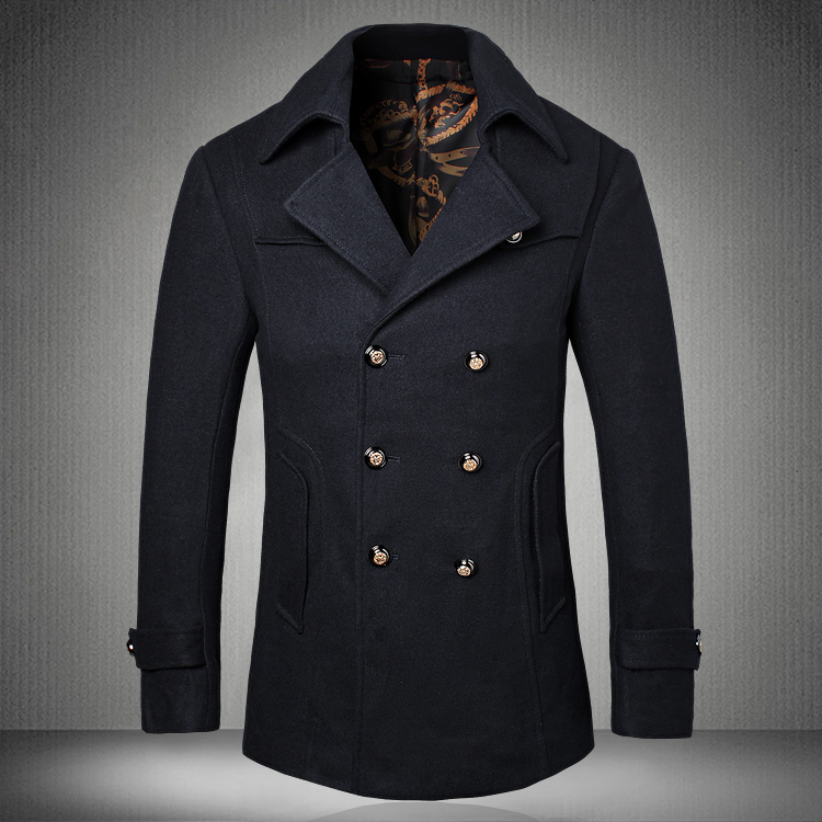 2014 winter woolen outerwear slim jacket double breasted men coat overcoat casaco masculino medium-long trench coat male M - 3XL