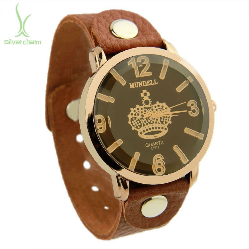 2015-Alibaba-Hot-Sell-Vintage-Brown-Leather-Band-Crown-Watchfor-Women-Quartz-Top-Layer-Unisex