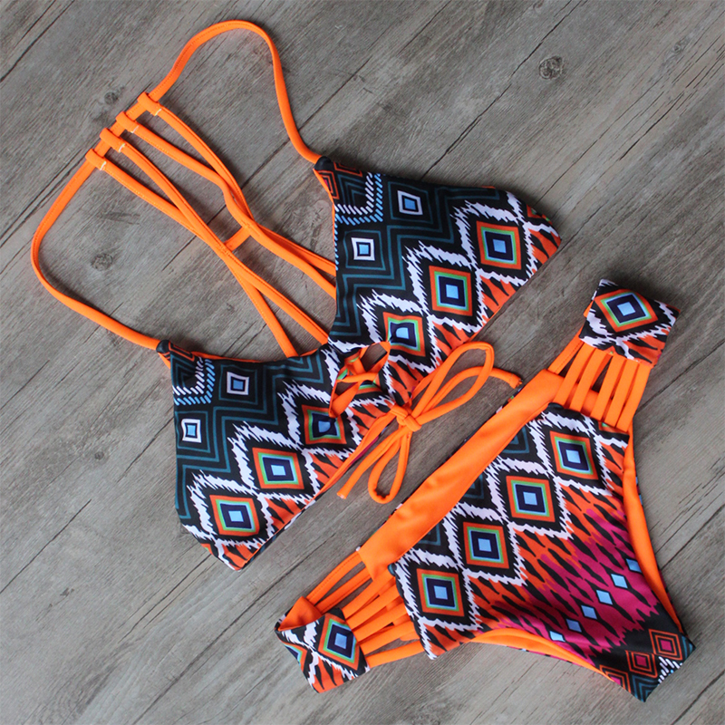 Tropical Type Woman Sexy Bikini 2016 New Fashion Bandage Style Swimwear Hot Hollow Out Beach Bathing Suit Bralizian Swimsuit
