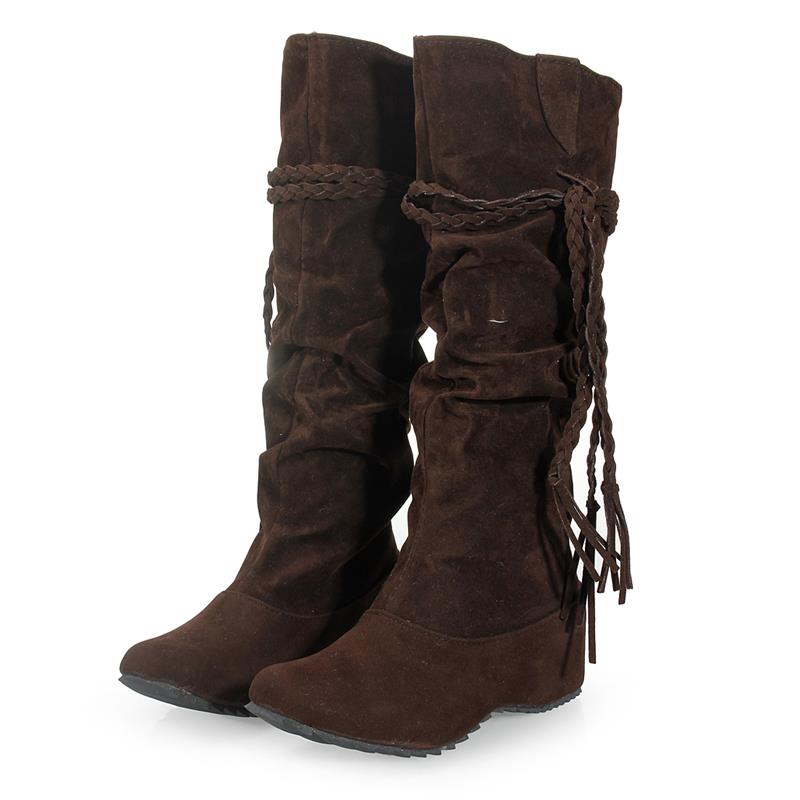 mid calf suede flat boots