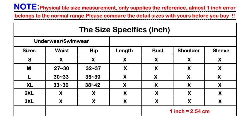Size Detail Underwear