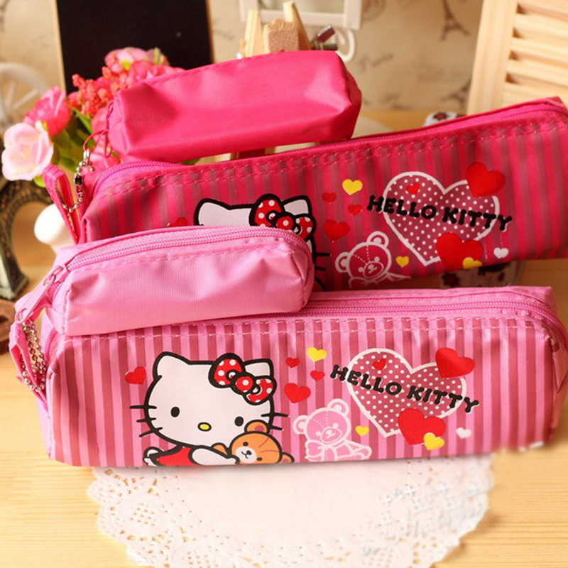 2pcs/sets Women Portable Cute Hellokitty Multifunction Beauty ZipperTravel Cosmetic Bag Makeup Case Toiletry Pouch Pen Purse bag