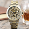 SHENHUA Vintage Full Bronze Automatic Mechanical Watches Male Skeleton Watch Men Copper Steampunk Wrist Watches Horloges