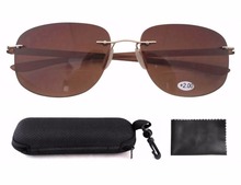 Rubber Painted Temple Aviator Rimless Bifocal Sunglasses SR14001 1 0 1 25 1 75 2