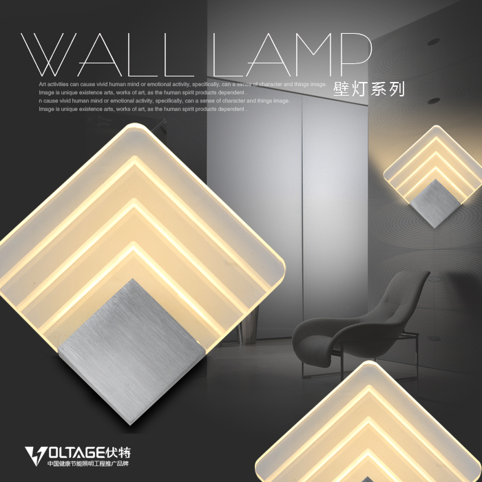 Фотография Aluminum square led wall lamp bed-lighting background light aisle lights lamps 7113
