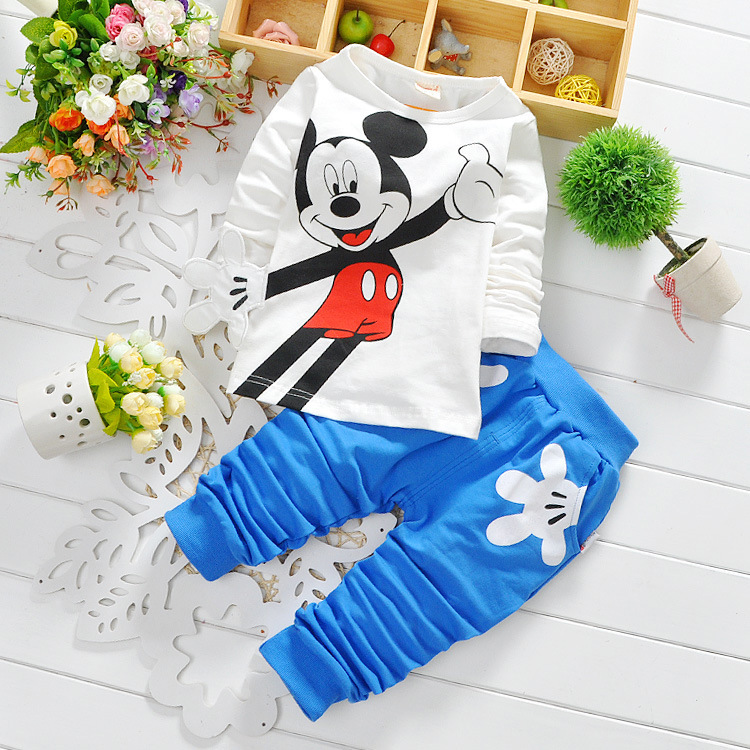 Spring children cartoon clothing sets boys girls Minnie cotton long sleeve shirts pants baby sports suits