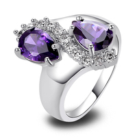 Wholesale New Jewelry Fashion Purple Amethyst & White Topaz 925 Silver Ring Size 7 8 9 10 Fashion Jewelry Women\'s Gift Free Ship