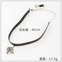 New fashion jewelry rhinestone pendant leather chain choker necklace gift for women girl cool design N1422