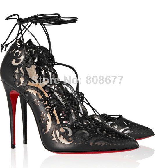 christian louboutin men trainers - black and white red bottom heels