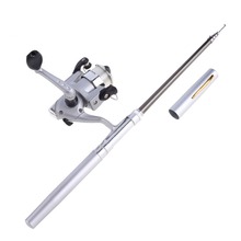 Mini Aluminum Alloy Pocket Pen Fishing Rod Pole + Fishing Spinning Reel + Fishing Line Portable Fishing Tackle Silver BHU2