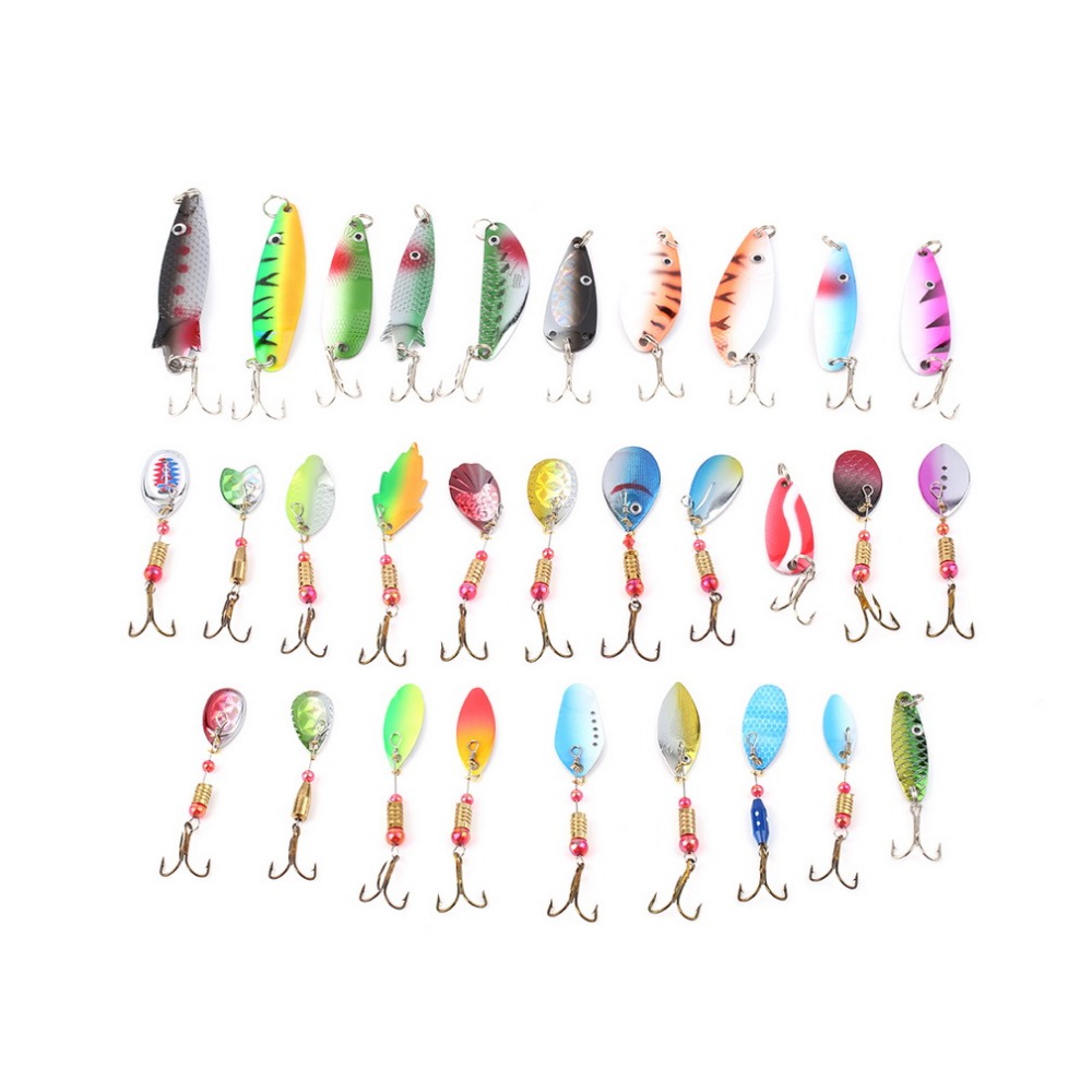 30pcs/lot 3g-7g Fishing Lure Minnow/Popper Spinner Spoon Metal Lure Iscas Artificial Bait Fishing Lure Kit Isca Artificial free