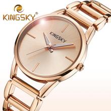 2015 KINGSKY rosa de oro para mujer Casual Relogio Feminino elegante reloj de cuarzo Girl Friend regalo de la madre precioso reloj de pulsera reloj