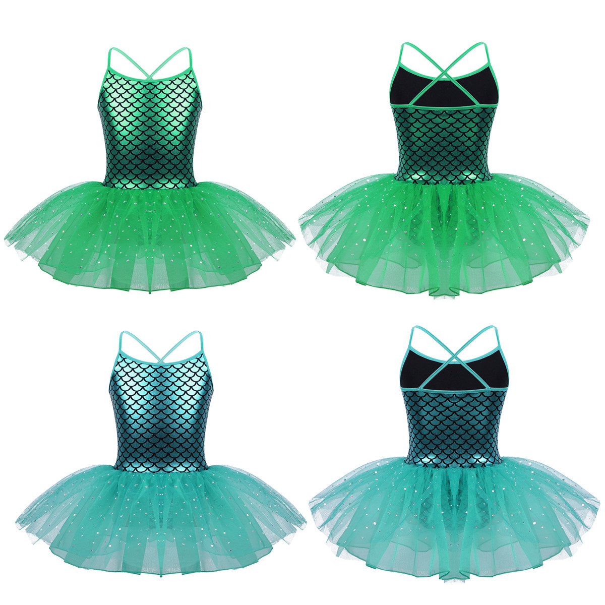 iiniim Girls Sequin Mermaid Ballet Tutu Dress Kids Gymnastics Leotard Skirt Dance wear Party Halloween Costumes Blue 3 Years