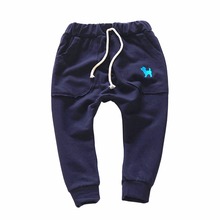 Fashion Boys Long Pants Kids Toddler Cotton Mid Elastic Harlan Trousers Solid