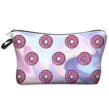 Multi-Colors Clutch Storage Women Cosmetic Cases 3D Print Fashion Holo Donuts Lady Travel Handbag Makeup Bag H26