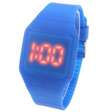 Sport Watch Waterproof Rubber Touch Screen With LED Display Time Rectangle Shaped 9 Different Colors