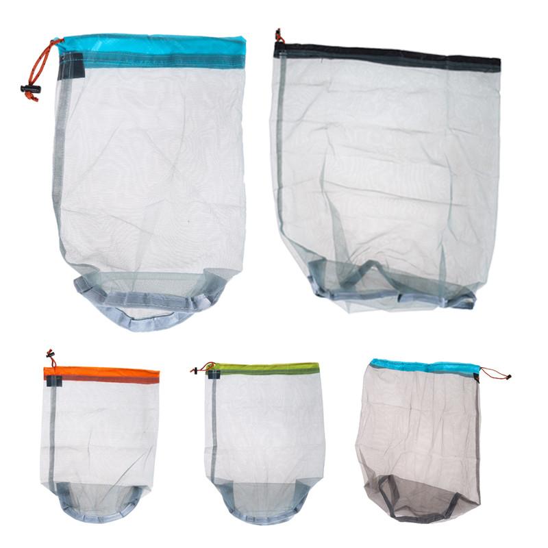 Description Picture 2 of itemCamping Sports Mesh Storage Bag Ultralight Travel Stuff Sack Drawstring Storage Bag Traveling Organizer Portable Outdoor Tool