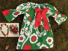 baby girls Christmas dress with matching hair bows and chunky necklace set