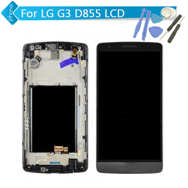 100% Original For LG G3 D855 D850 lcd screen with touch display assembly digitizer with frame BLACK
