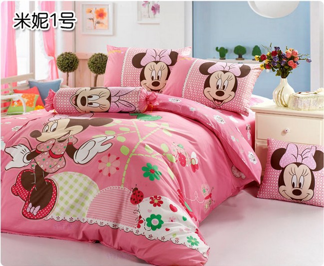 100%Cotton Mickey Minnie Mouse Bedding Set,Twin bedding Sets,Animal Print Comforter Set,Kids Duvet Cover Sets