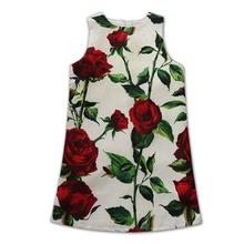 Spring of The 2016 children and children in Europe rose floral Sleeveless Dress Girls dresses summer 2016