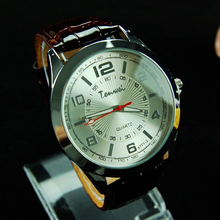 2015 Hot Brand Casual Sport Watch Men Luxury Round Dial Watches Leather Strap Quartz Wristwatch Clock