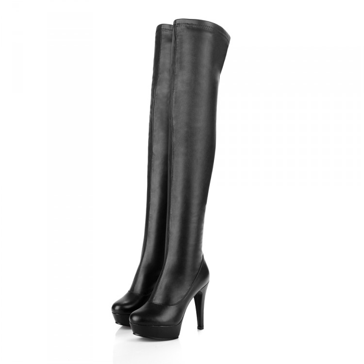 2014 New Winter Fashion Shoe Women Ladies' Footwear Sexy Over The Knee Boots For Women Genuine Leather Shoes Stretch Boots